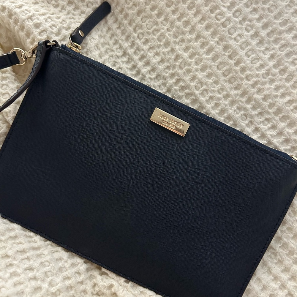 Kate Spade Navy Blue Saffiano Wristlet